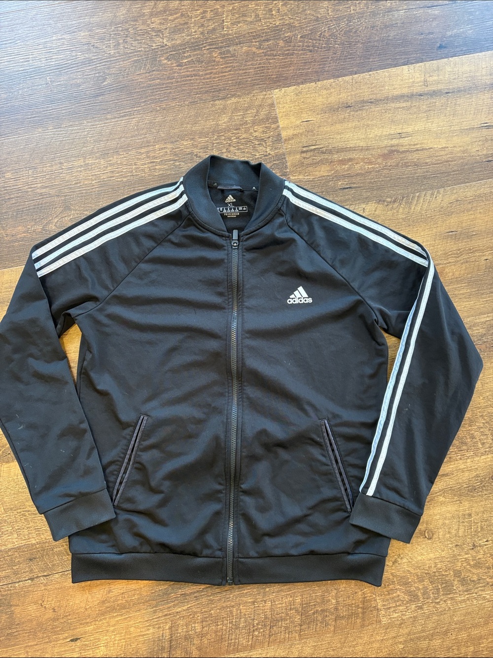 adidas Black Track Jacket with White Stripes